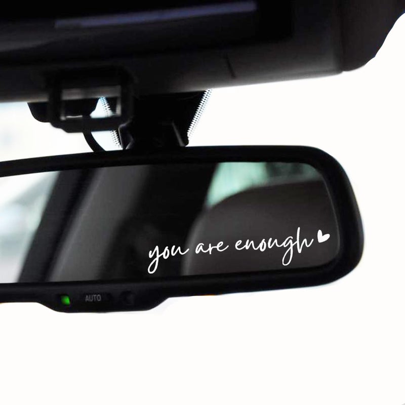 WCDHOR 2 x You Are Enough Rearview Mirror Decal Water Bottle Stickers Affirmation Reminder Sticker Laptop Bumper Sticker Tumbler Vinyl Sticker Car Mirror Decal (You Are Enough, White) - Image 1